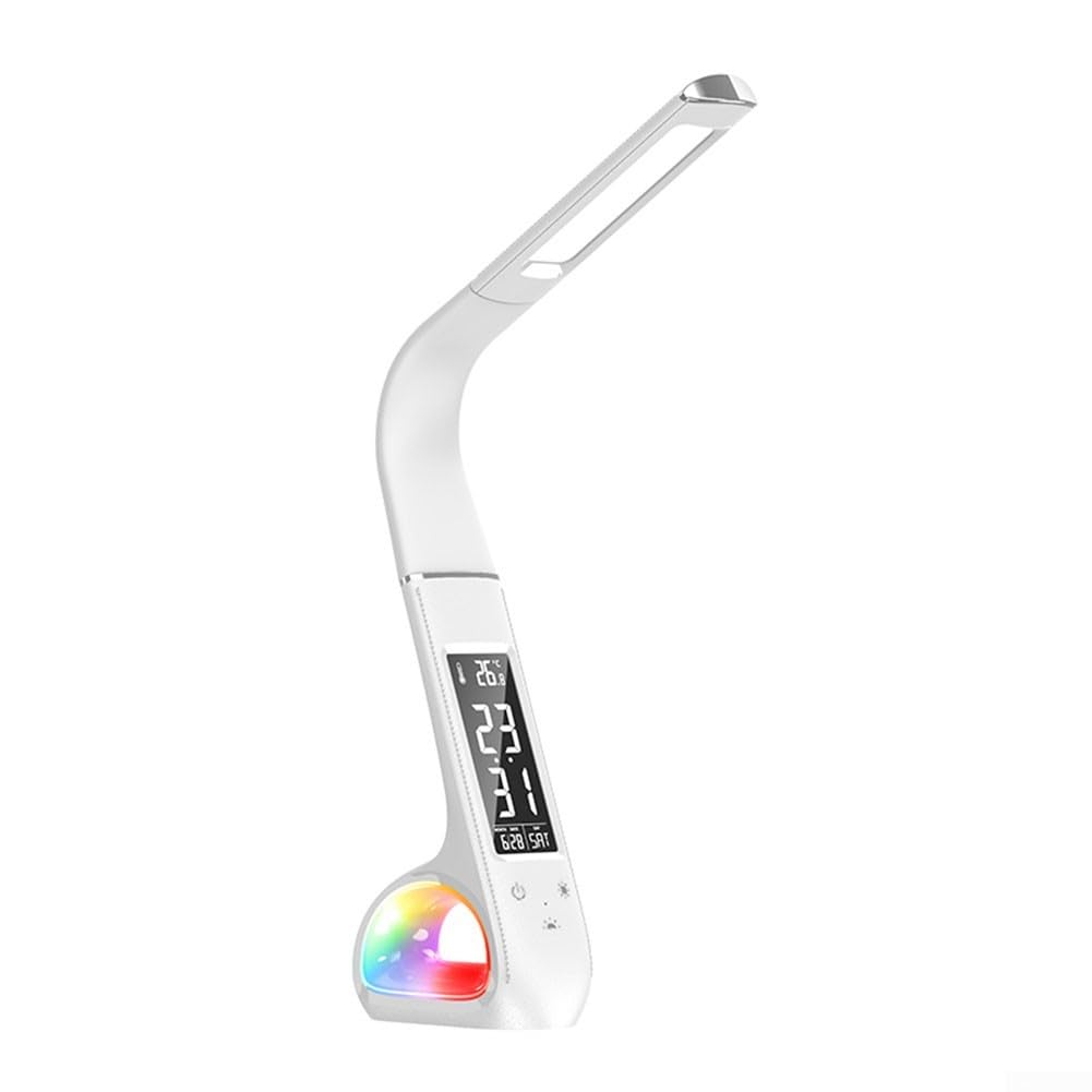 Gettimore LED Desk Lamp with Clock Touch Control Eye Care(White)