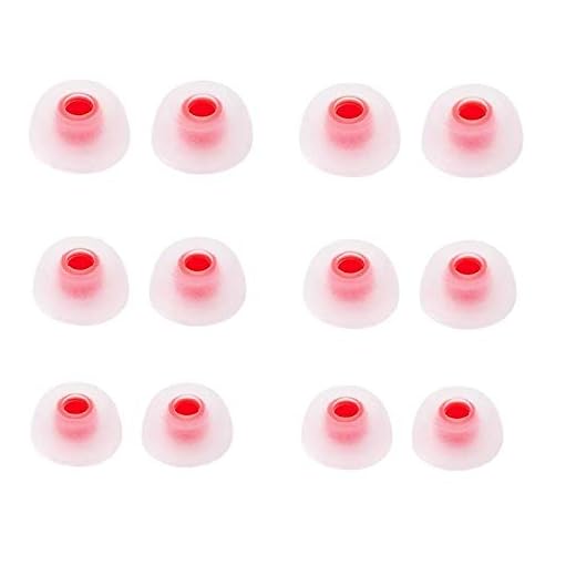 BLLQ 12 PCS Replacement Ear Gels Ear Buds Tips Eargels Compatible with Jabra Elite Active 65t Earbuds/Jabra Elite 65t Earbuds / 75t Earbuds, S/M/L 3 Size 6 Pairs, White-Red 65t Tips