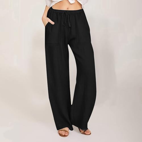 LRMQS Beach Pants for Women Trendy 2025 Lounge Loose Drawstring Elastic Waist Pant Trousers Casual Summer Slacks Clothes2