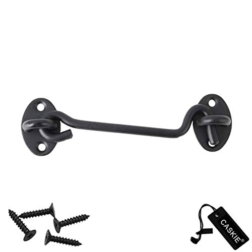 Cabin Hook Stainless Steel Latch and Eye Privacy Hooks Door Stay with Screws Lock for Gate Shutters Window Slide Barn Shed Patio Door - Matte Black