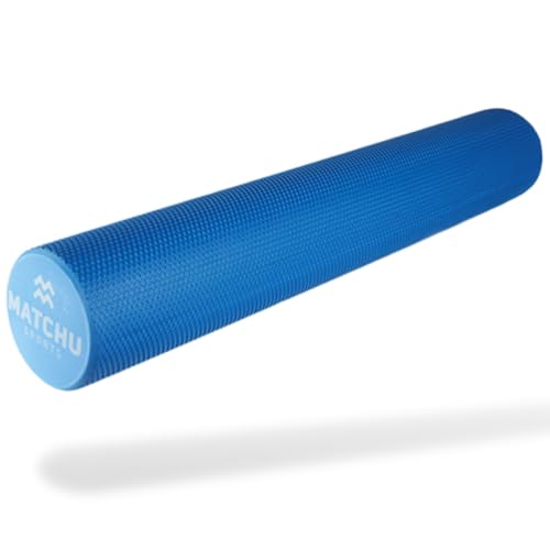 Matchu Sports | Foam Roller | Rodillo de masaje | Rodillo de espuma | Roller de Pilates | Disponible en negro/azul/naranja, suave, medio y duro y en diferentes tamaños | (azul, 90 x 15 cm - suave)