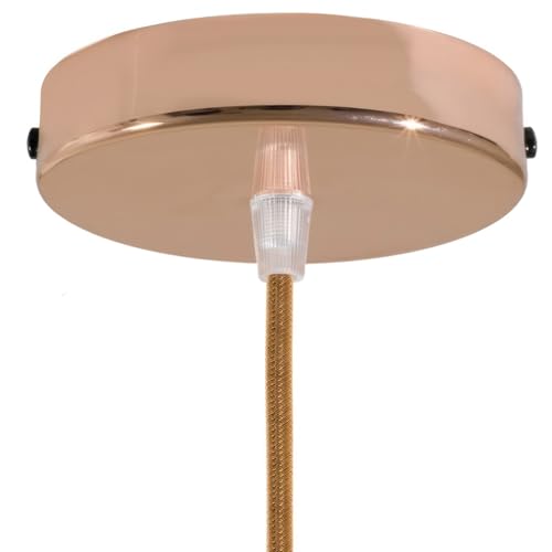 creative cables Kit rosone per lampadario da soffitto (serracavo conico, metallo color rame, Ø 120 mm, 1 foro) – Fissaggio a staffa per lampadari e sospensioni singole