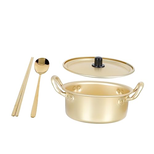 BEBEMOKO 1Juego Olla de Cocina Portátil Tapa de Aluminio para Fideos Instantáneos Ramen y Utensilio Duradero y Seguro para Uso Casa Aire Incluye