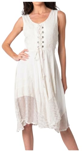 Image of Sakkas Magdilena Stonewashed Corset Front Embroidered Dress
