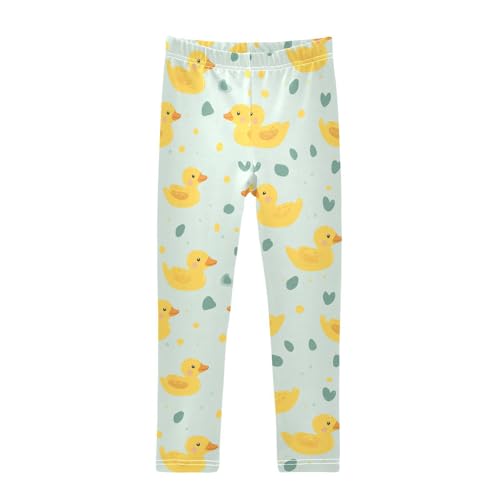 Yellow Duck Girls' Leggings Toddler Doodles Green Heart Kids Yoga Pants Dance Active Tights 4T