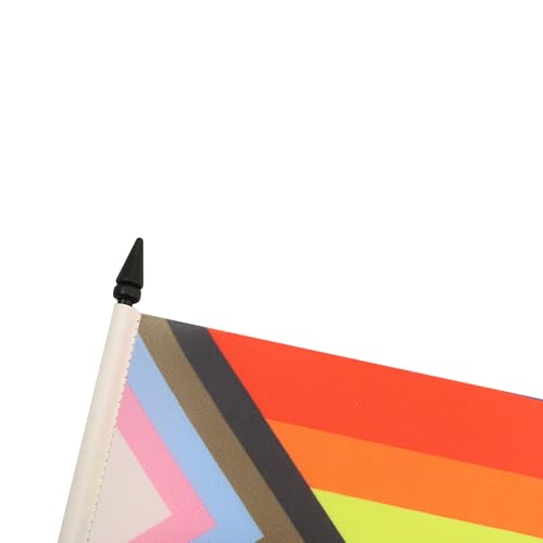 AZ FLAG - LGBT Tischflagge, Regenbogen, Einschlug, 21 x 14 cm – kleine Pride-Flagge, 100% Polyester, mit 25 cm Fahne und Sockel aus schwarzem Kunststoff