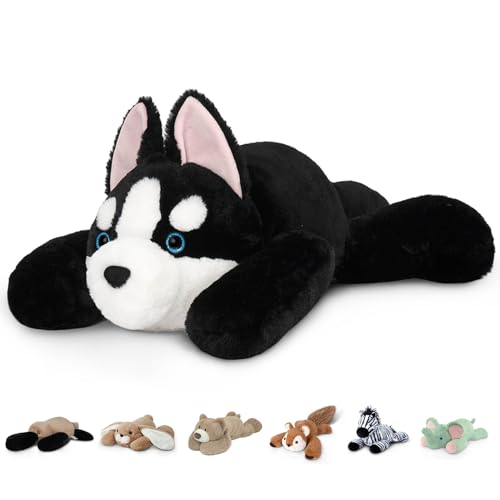 Image of Niuniu Daddy 20 inch | 3.3 Pound Weighted Husky Stuffed Animal Plushie for Adults & Kids, Large Weighted Lap Pillow for Comfort, Soft Sensory Stuffy Toy as Gift for Holidays