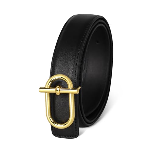 Image of Aurolran Women's Leather Belt with Buckle - Ideal for Dresses, Jeans, and Coats