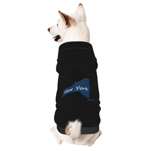 New York Terrain Map Dog Sweater Winter Pet Dog Hoodie Sweatshirts Warm Soft Dog Clothes X-Small