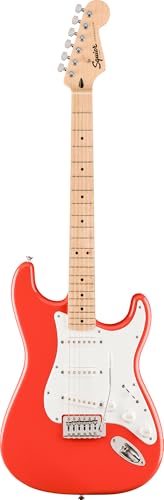 Image of Fender Squier Sonic Stratocaster - Fiesta Red Bundle with Mustang Micro Headphone Amp, Cable, Tuner, Strap, Picks, and Austin Bazaar Instructional Video