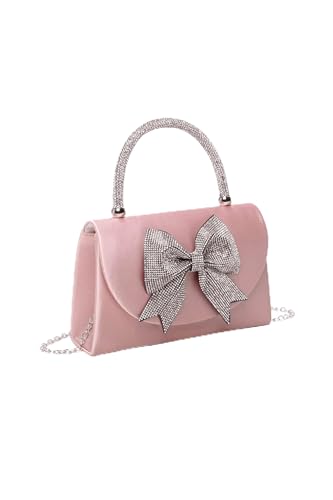 Pochette de soirée avec nœud strass et poignée chic pour femme