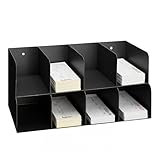 Gisafai Metal Check Sorter Organizer 8 Pocket, 2 Tier Black Iron Document Holder, 16 x 8 x 7.5 Inch, Wall...