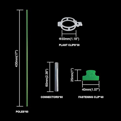 Arceaux de jardin pour plates-bandes surélevées et 30 pinces à tomates, cerceaux de serre pour filet, antirouille de 0,6 cm, support de plantes en fibre de verre pouvant couvrir 0,9 à 1,1 m de largeur – vue 7