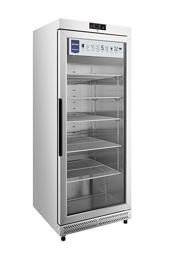 METRO Professional Réfrigérateur à Porte Vitrée GRE6600SG, 7.5 x 72 x 188.5 cm, 380 L, Argenté