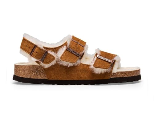 Birkenstock Para Mujer. 1025515 Sandalias Milano Shearling Ante MarróN (38), Plano, Hebilla, Casual - 2