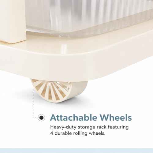 Image of KITCHIVO Heavy Duty Plastic Storage Drawer with Wheels | Modular Cabinet for Bedroom, Office, Home or Classroom| Chest of Drawers Organiser for Cosmetics, Kitchen items, Toys (White, 7)