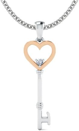 Diamond (0.01 Ct, J, SI, Round), 18K White & Rose gold Opn2luv Pendant