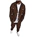 Sinzelimin Mens Casual Set Fashion Multi-Pockets Cargo Jacket and Wide Leg Pant 2 Piece Suit Loose Comfy Tracksuit Suit Coffee 3X-Large