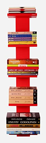 Image of Captiver Engineering Wood Wall Mounted Books Shelf Racks Tire 5 (Matte Finish,Red) II for Library Home Kitchen Study Living Room Bedroom