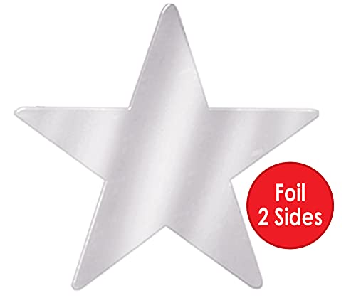 Beistle 72 Piece Silver Star Paper Cut Outs For Bulletin Board Classroom Birthday Party Wall Decorations, 5” #TOP3