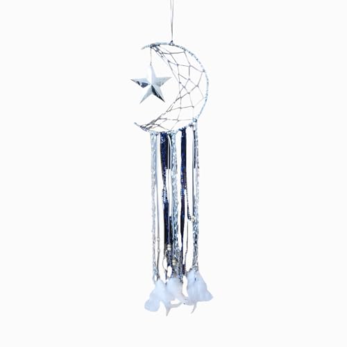 KHUUAB Bohemian Dream Catchers Half Moon Silver Star and Stunning Wall Decor Dream Catcher