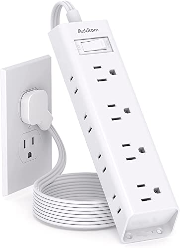 Addtam Flat Plug Power Bar, Ultra Thin Flat Extension Cord with 1050J Surge Protector, 12 Widely AC 3 Sides Multiple Outlets, 5Ft Wall Mount, Desk Charging Station for Home Office  image 4