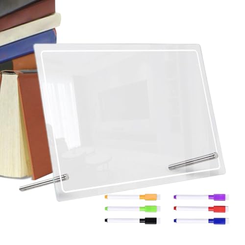 Tablero de escritorio de borrado en , bloc de notas acrílico borrable, pizarra blanca, bloc de mensajes con seis bolígrafos, planificador de mesa para el hogar, escuela, empresa, oficina