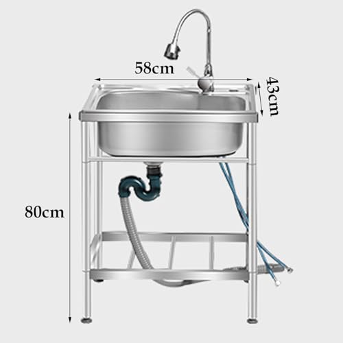 Évier commercial en acier inoxydable avec support de rangement
