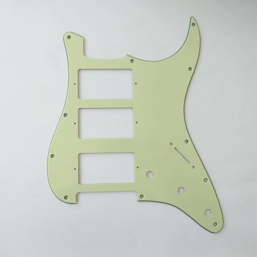 11 Hole Guitar Pickguard, HHH 3 Humbucker Pickups Pickguard, Strat Pickguard for Strat Style Modern Guitar Replacement Parts (light green)