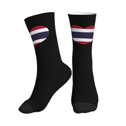 J'Aime Le Drapeau Thaïlandais Et Le Cœur Thaï Unisexe Chaussette De Travail Durabilité Chaussette De Course Respirant Chaussettes De Sport Pour Cyclisme Extérieur Sport