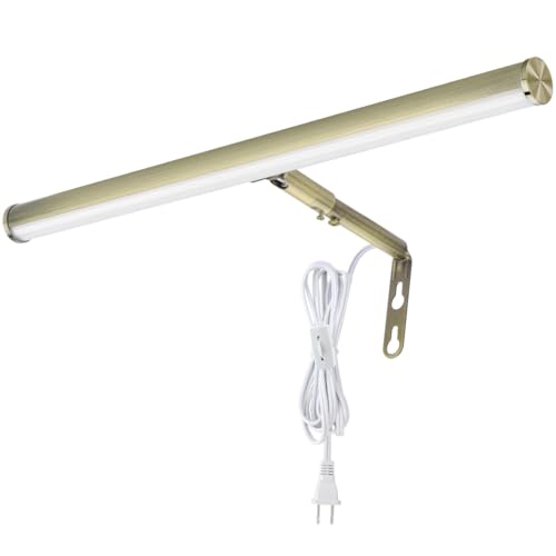 Image of LED Picture Lights for Paintings Plug in, Antique Brass Finish
