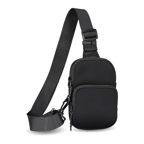 ZORSOME Unisex Outdoor Sling Bag, Small Crossbody Sling Backpack, Waterproof Neoprene Chest Bag for Hiking Traveling, Black Cover