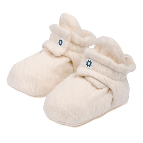 Nintara Baby Organic Cotton Booties Soft Lightweight & Breathable Adjustable Fit Gentle on Skin Premium Unisex Gift for Baby Showers & Newborns 03 Months
