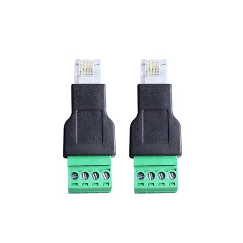 Hsupez 4 Stück RJ11 6P4C 4 Pin Stecker Schraubanschluss Adapter, Schraubanschluss Modulare Steckverbinder, für Strukturierte Verkabelung
