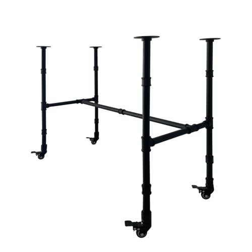 IFYISUN Juego de patas de mesa de tubo industrial con ruedas, tubos de metal rústico negro para mesas de café y auxiliares, escritorios, patas de muebles vintage, patas de escritorio de bricolaje