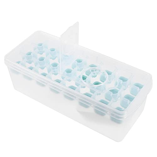 VINTORKY Molde de Silicona para Cubitos de Hielo con Tapa y Contenedor Apilable y Compacto para Hogar Bares y Fiestas de Espacio Congelador