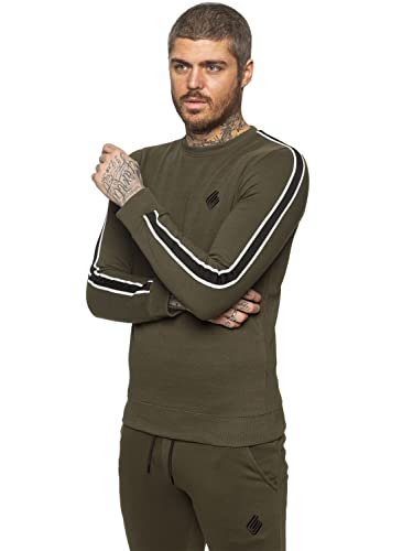 Ze ENZO Men's Crew Neck Fleece Sweatshirt, Khaki, 2XL