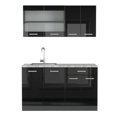 Vicco Cocina Versátil R-Line, Negro Antracita De Alto Brillo, 140 Cm, Et Mármol Vicco Cocina Versátil R-Line, Negro Antracita De Alto Brillo, 140 Cm, Et Mármol