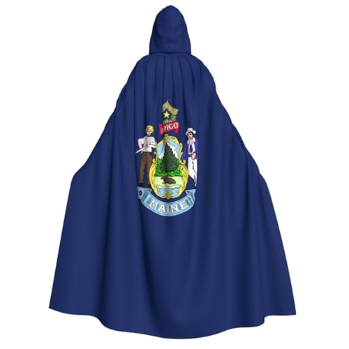 Cape à capuche carnaval drapeau du Maine costume unisexe 190 cm pour bal masqué
