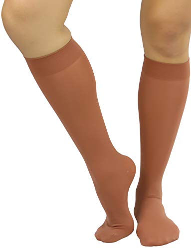 Image of ToBeInStyle Women's Opaque Knee High Nylon Fashion Socks Solid & w /Front Satin Bow