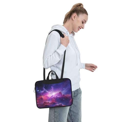 Bolso para portátil de galaxia morada con correa ajustable y asa superior cómoda 3