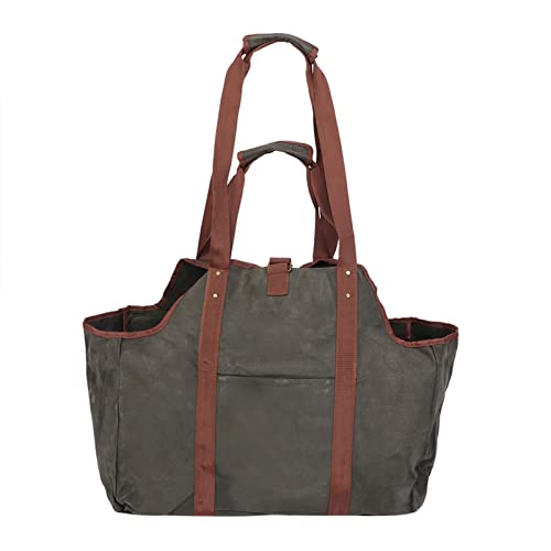 ANKROYU Bolsa grande y gruesa para transportar leña, de lona encerada, para almacenar leña en interiores y exteriores, duradera, resistente, ligera, plegable, organizador multiusos