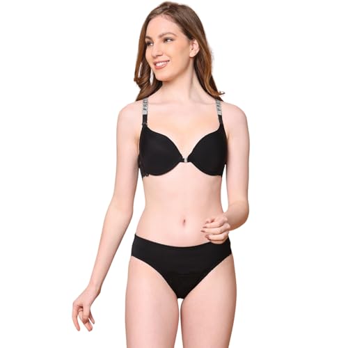 Image of Quttos PrettyCat Lightly Padded Sexy T-Shirt Bra Panty Set with Shine Strap