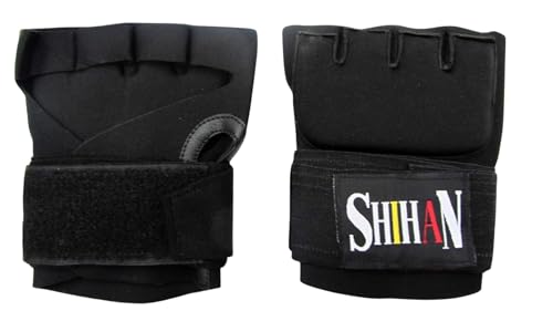 'PLATINUM' BOXING Hand Wraps Quick Insert Glove Gel Padding - BLACK - SENIOR For Men/Women Kick Boxing Fitness Training Cardio, Pilates, Yoga Insert Gloves For All Types Boxing/Bag Gloves