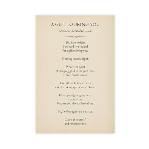 BGFgdDG Rumi Mirror Quote Poem, Literary Romantic, Soulful Relationship Anniversary Partner Love Gift Poster Bedroom Decor Sports Landscape Office Room Decor Gift Style:Unframe 12x18inch