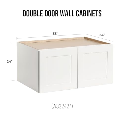 CozyHommie Solid Wood Wall-Mounted Cabinet Shaker Style Refrigerator Wall Kitchen Cabinet, Storage Cabinet for Kitchen Bathroom Garage (White, 33