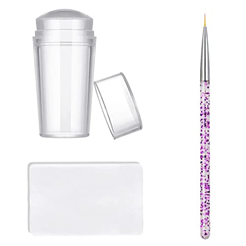 FAMIDIQGO Nail Stamper Nail Art Brushes - Punta Francesa Nail Stamp Clear Nail Art Stamper Jelly con raspador, 1pcs Nail Pen Brushes, Soft Silicone Stamper Printer DIY