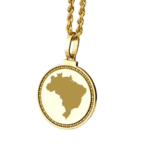 Pendentif carte du Brésil or et argent 925 unisexe LKBEADS