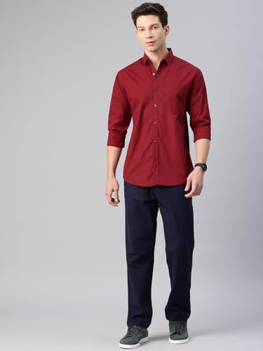 Image of Majestic Man Men's Cotton Slim Fit Solid Casual Shirt