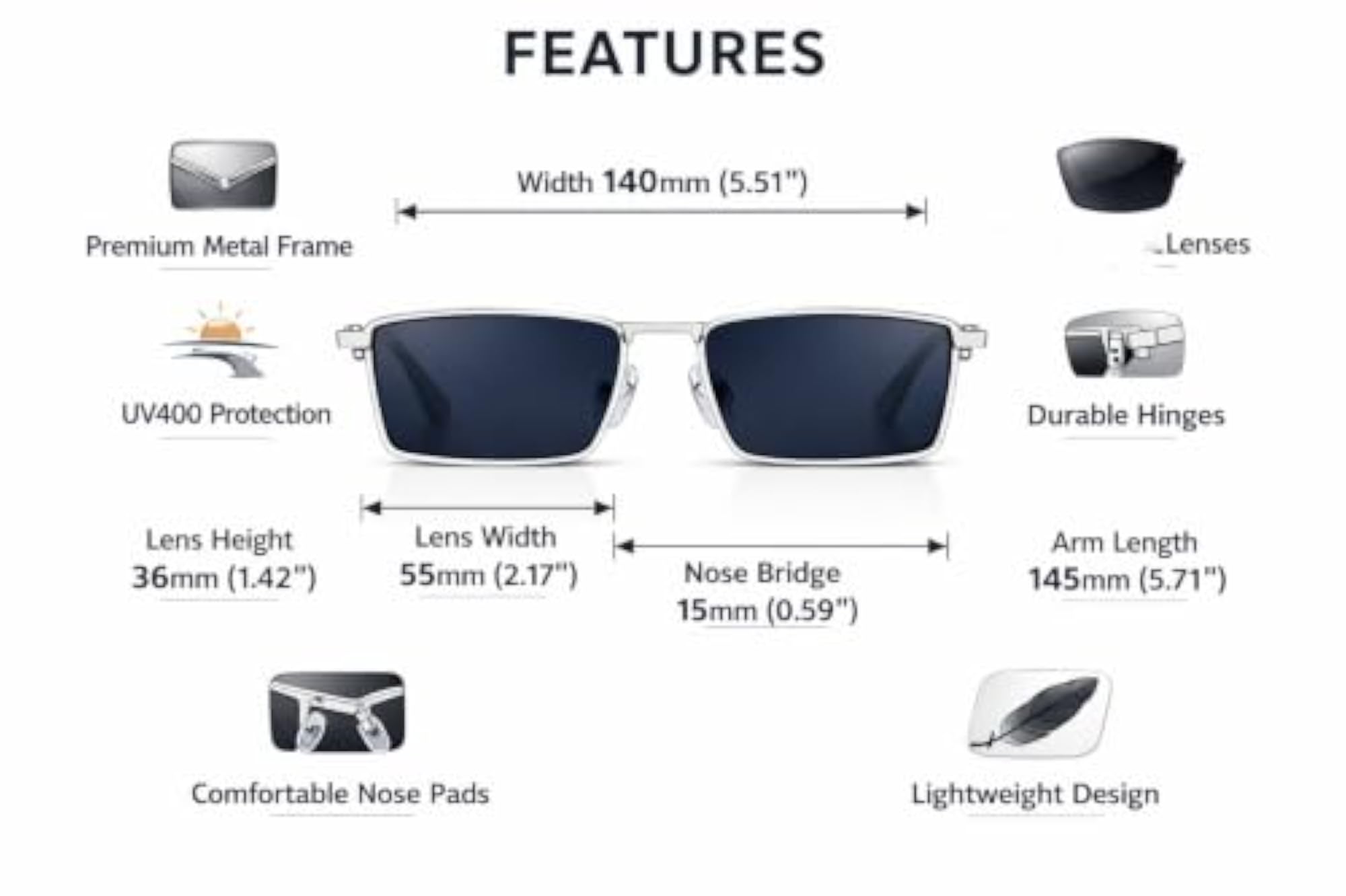 Small Rim Sunglasses with Slim Metal Frame